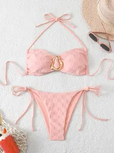 New Women's Pure Desire Split Bikini Two-Piece Set, Push-Up Sexy Tie-Back Halter, Island Vacation Hot Spring Swimwear