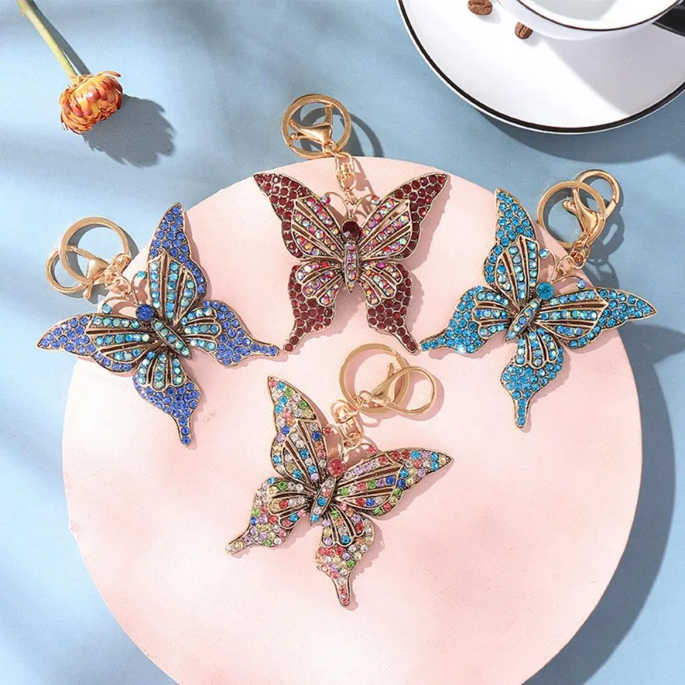 Sparkle Effect Crystal Rhinestone Hollow Rainbow Butterfly Keychain - Durable Metal Decor, Exquisite Craftsmanship Unisex Daily Carry Accessory for Purses, Backpacks, Leisure & Outdoor Use, Ideal Gift