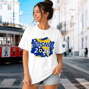 100% cotton Bosnia T-Shirt Novelty Print Short Sleeve Unisex T Shirt Graphic Tee Streetwear Oversized Vintage Y2K Casual Summer Top Soft Breathable Daily Wear Trendy Outfit TikTok Viral Fashion Basic Crew Neck Short Sleeve Unisex Fit Gift Idea