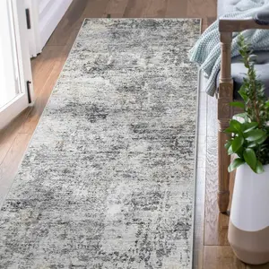 Runner Rug 2x5 Washable Rug Hallway Runner Grey Multi Print Overdyed Indoor Mat Contemporary Lightweight Non-Slip Thin Carpet for Laundry Bedroom Living Room