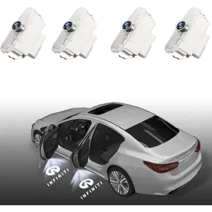 4PCS Infiniti-Specific Ultra-Bright No-Fade LED Car Door Logo Projector Lights, Plug-and-Play Logo Display, White, Compatible with Infiniti QX50/56/60/70/80, Q50/60/70, G25/37, M25/35/37, FX37/50, EX25/35/37