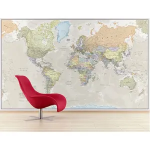 Giant World Wall Map Mural (antique)