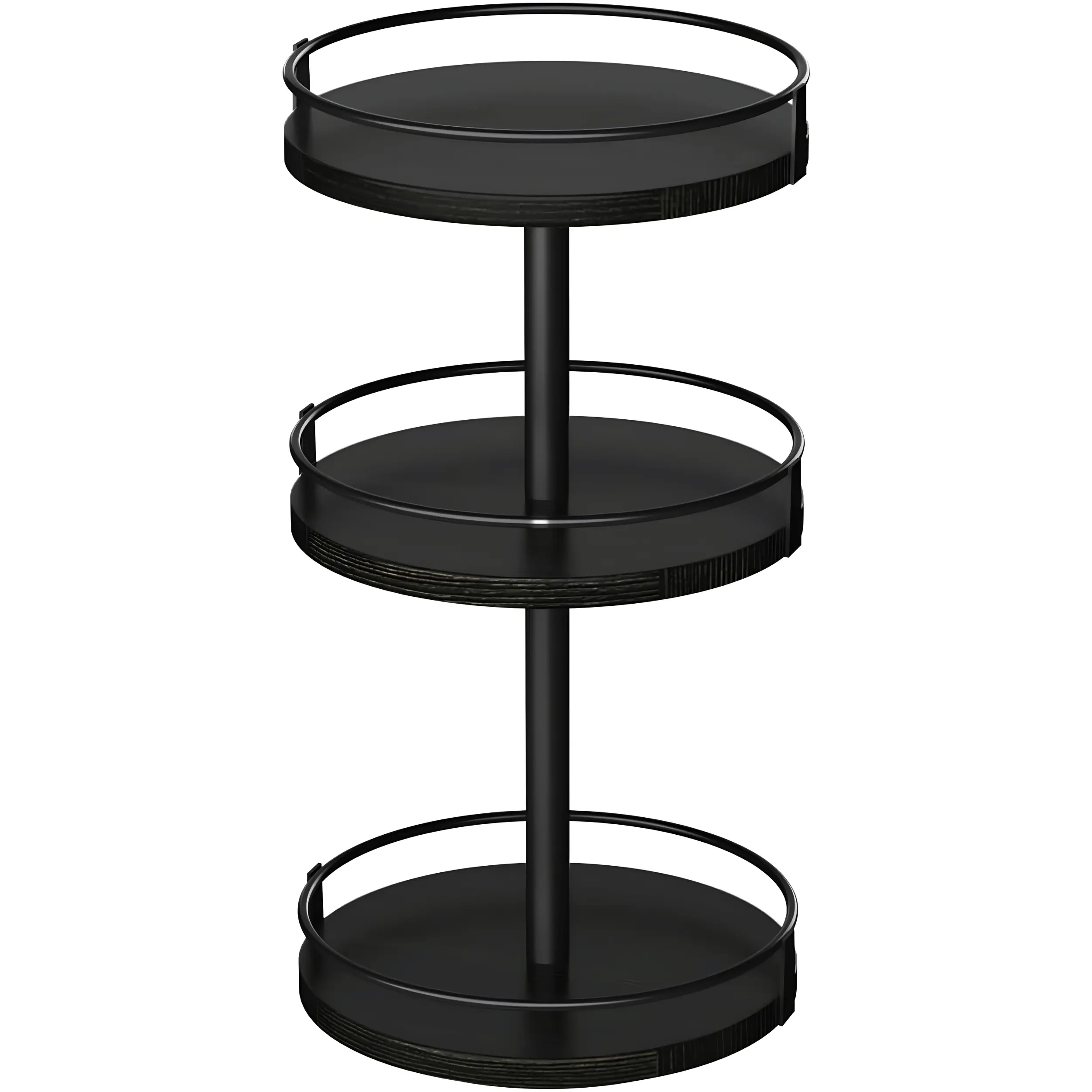 Rotating Triple-Tier Spice Rack 3-Level Turntable Spice Organizer for Kitchen Countertop, Vertical Spice Storage Holder for Seasonings, Sauces & Condiments, Space-Saving Rack for Pantry, Cabinet, Dining Table & Bathroom Vanity, Black