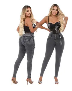 Liana Women's Colombian Butt-Lifting High-Waist 4-Button Slim Skinny Jeans, Casual Fit Style Statement Lady Pants for Outdoor Activities