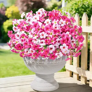 Artificial Flowers for Outdoors, 12 Bundles Fake Outdoor Trumpet Flower UV Resistant, Realistic Artificial Plants for Decoration, Fake Flowers for Front Porch Patio Outdoor Spring Decor