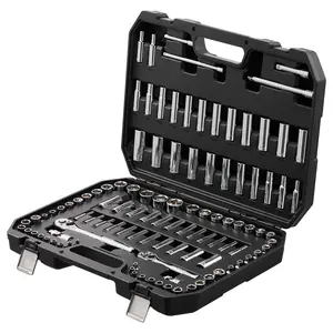 【Summervibes】VEVOR Socket Set, 1/4" and 3/8" Drive Socket and Ratchet Set, 6-Point Socket Opening, 106 Pcs Tool Set SAE and Metric, Deep and Standard Sockets, 5/32-1 in, 5-19 mm, with Accessories, Storage Case