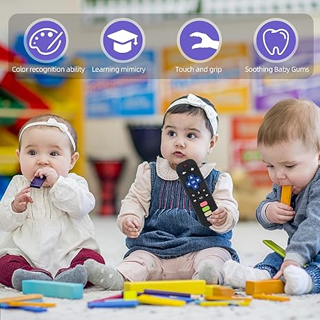 Baby Teething Toys for 3-24 Months, TV Remote Control Shape Teether Toy for Infants Safe Silicone Chew Toy for Teething Relief BPA-Free Baby Teether