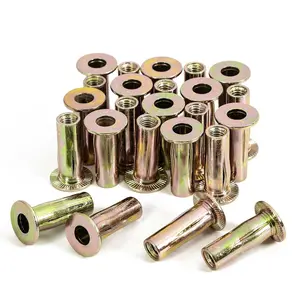 25 count M8 Multi Grip Rivet Nuts Pre Bulbed Shank Carbon Steel Color-Zinc-Plated Flat  Threaded Insert Nut