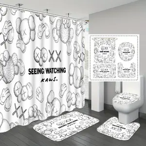 Street Style Kaws Shower Curtain, Graffiti Design, Modern Floral Pattern, Wall Mounted Bathroom Decor, Art Space Transformation, Shower Curtain Sets