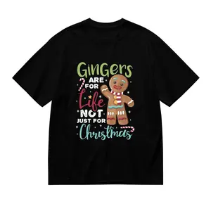 Women's Christmas Gingerbread Men Graphic Print T-Shirt - Short Sleeve Crew Neck Casual Top With Festive Holiday Design, Soft Stretch Fabric, Machine Washable For Spring