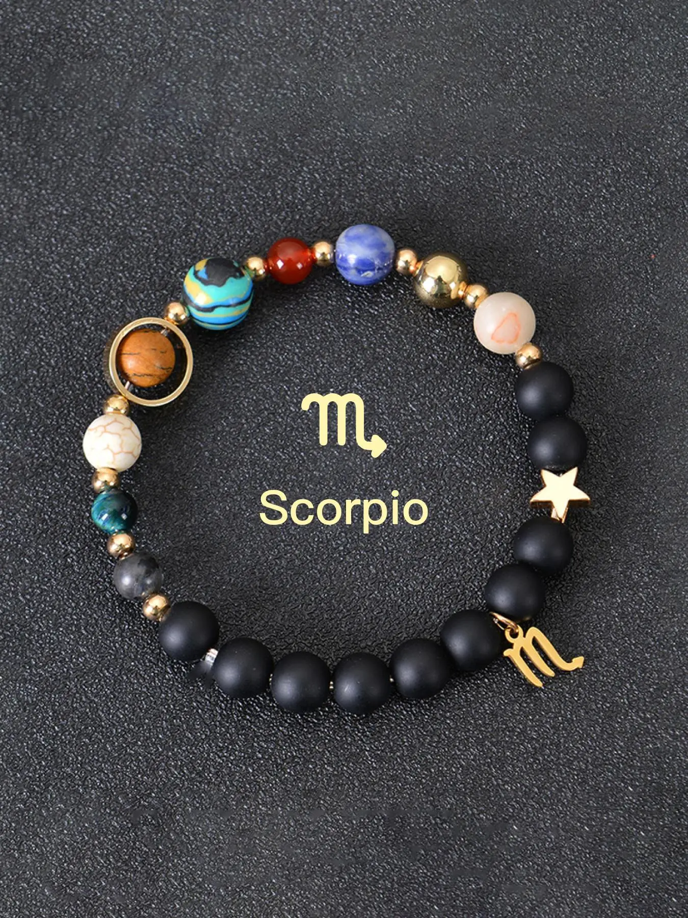Fashionable Planet Charm Beaded Bracelet, Unisex Elastic Bracelet for Party, Daily Clothing Decor, Trendy All-match & Exquisite Jewelry for Birthday Gift