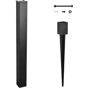 Heavy Duty 43" Black In-Ground Mounting Mailbox Post for Outdoor Use