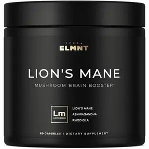 16x Strength Lions Mane Supplement Capsules Super Nootropic w. Ashwagandha & Rhodiola - Highest Potency 16:1 Lion's Mane Mushroom Extract 50% Polysaccharides Brain Supplements for Memory and Focus