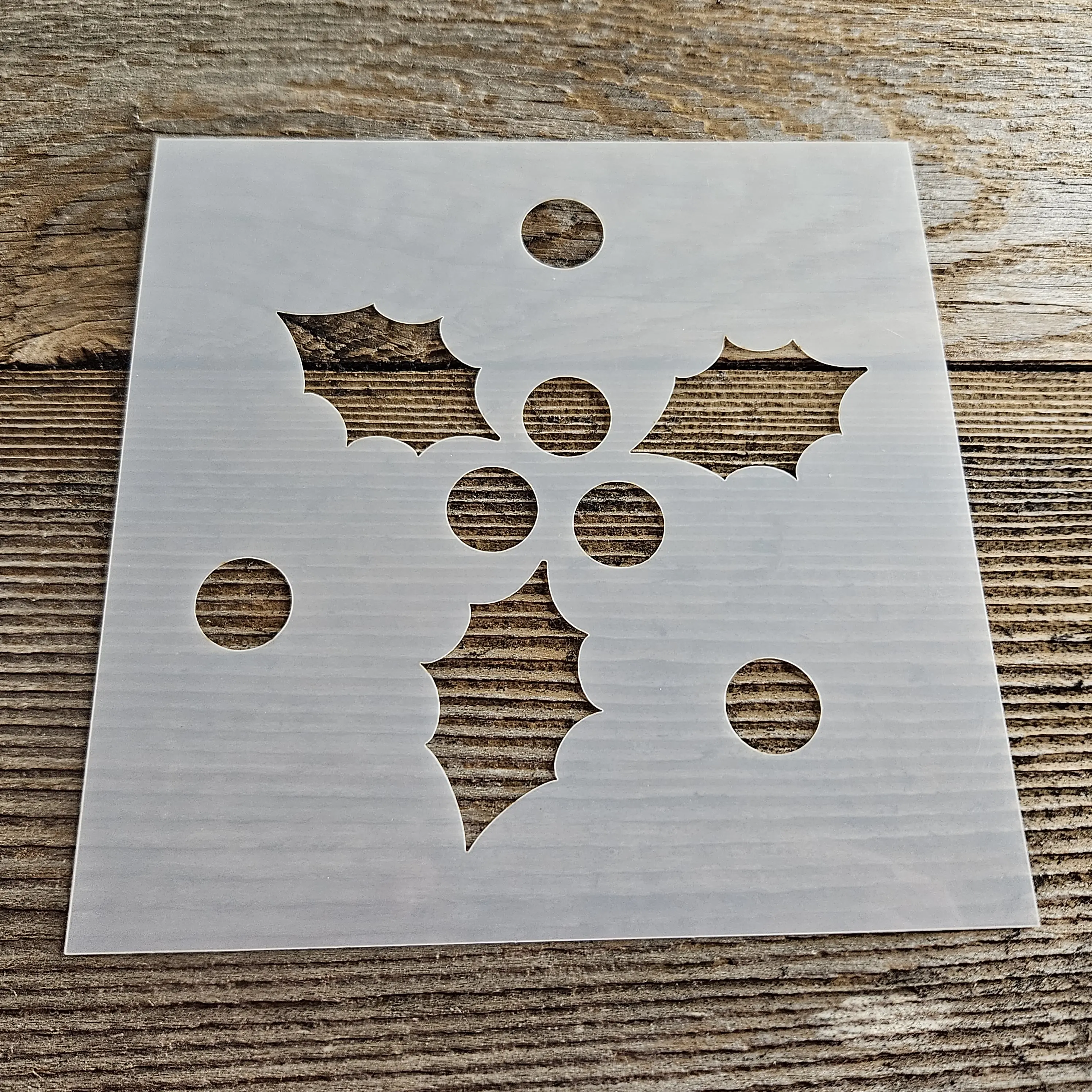 Holly Stencil Reusable Cookie Decorating Craft Painting Windows Signs Mylar Many Sizes Christmas Winter Holly Berries and Leaves 5.5"