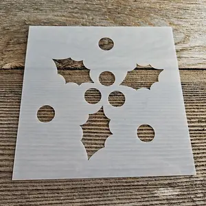 Holly Stencil Reusable Cookie Decorating Craft Painting Windows Signs Mylar Many Sizes Christmas Winter Holly Berries and Leaves 5.5"