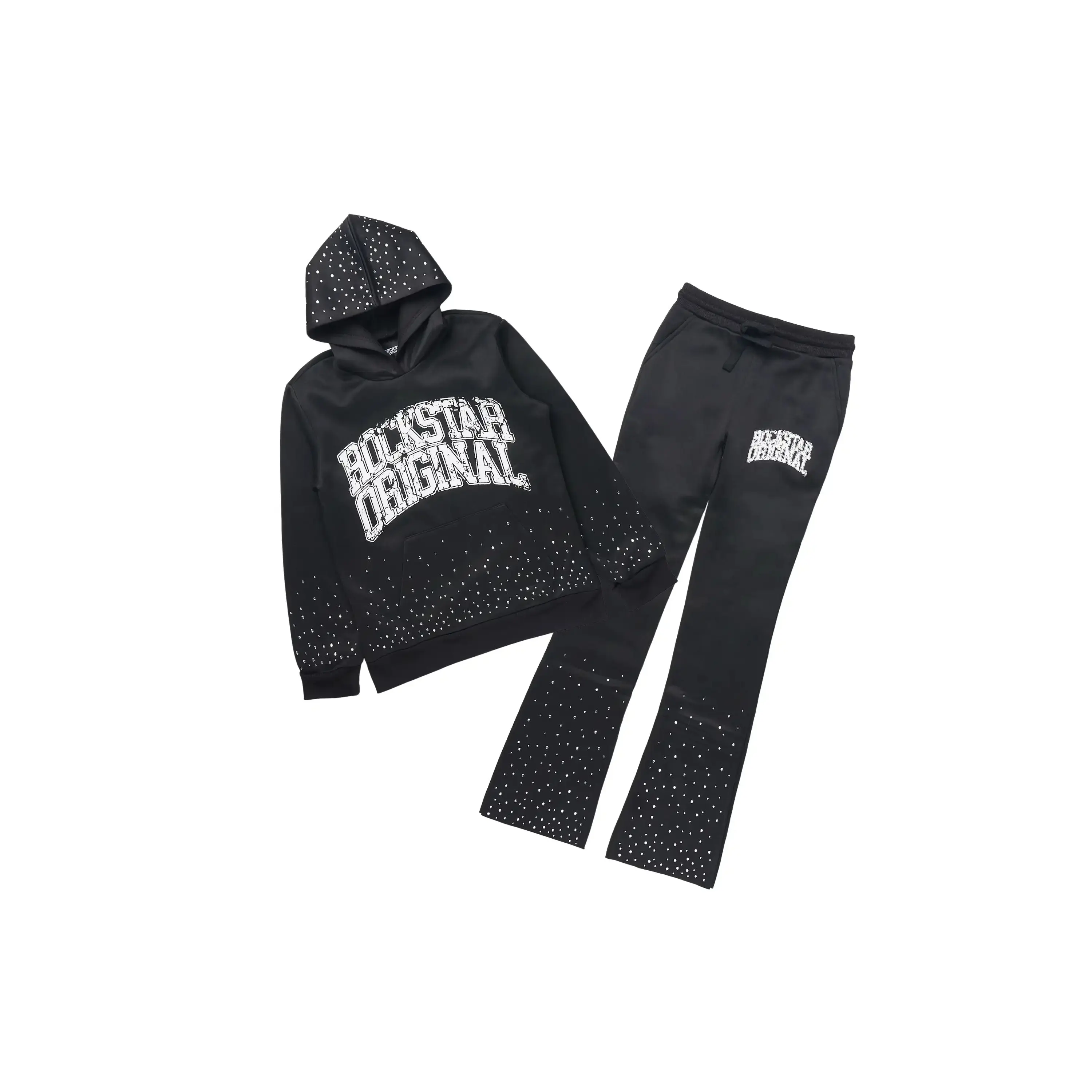 Girls Dontrella 2.0 Black Rhinestone Stacked Track Set