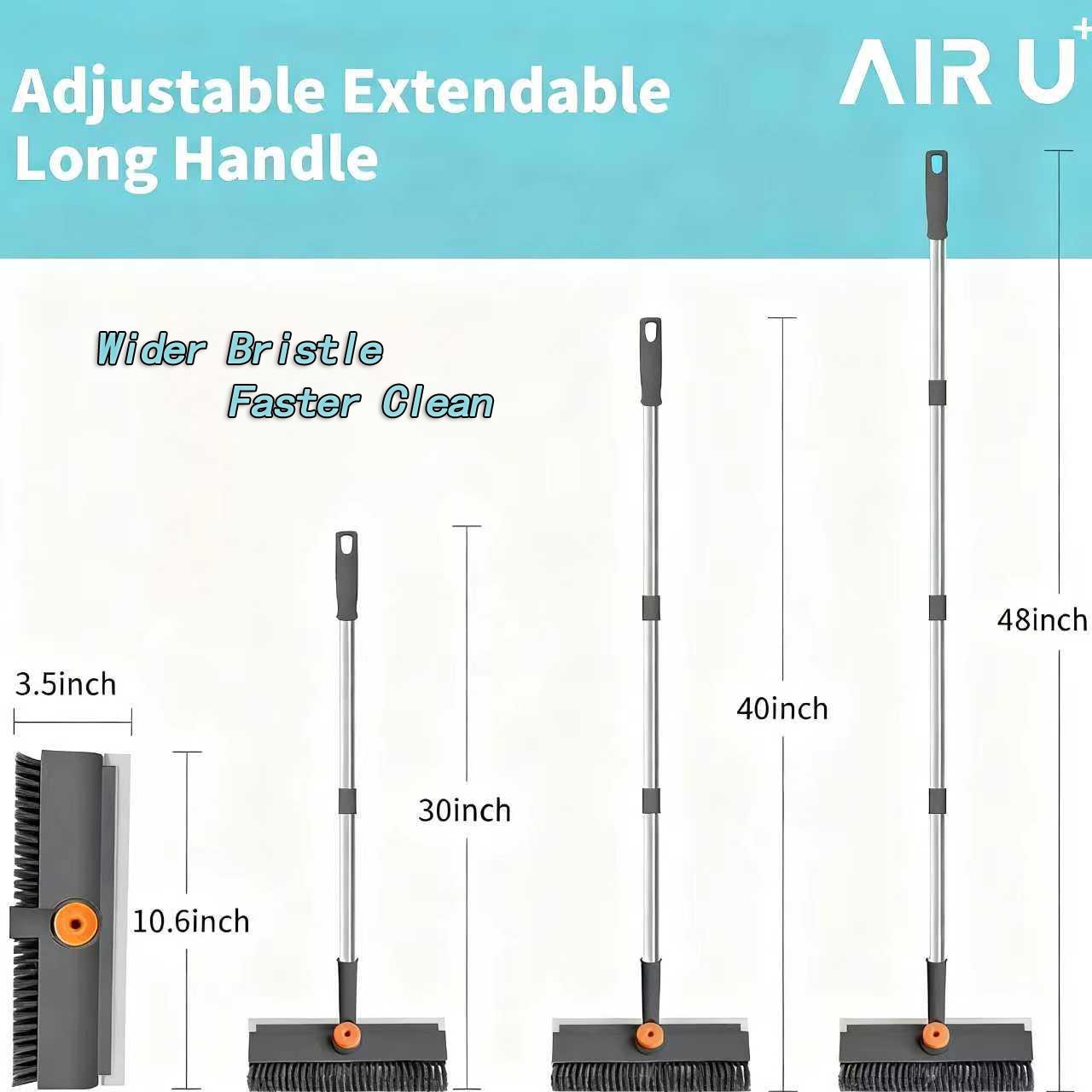 AIR U 3-in-1 Floor Scrub Bathtub Brush with Long Handle, Double-Sided, Heavy-Duty Stiff Bristles & Squeegee – Scrape & Scrub for Shower, Bathroom, Patio, Garage, Kitchen, Wall & Deck – Home Cleaning Essentials AIR U 3-in-1 Floor Scrub Bathtub Brush with Long Handle, Double-Sided, Heavy-Duty Stiff Bristles & Squeegee – Scrape & Scrub for Shower, Bathroom, Patio, Garage, Kitchen, Wall & Deck – Home Cleaning Essentials
