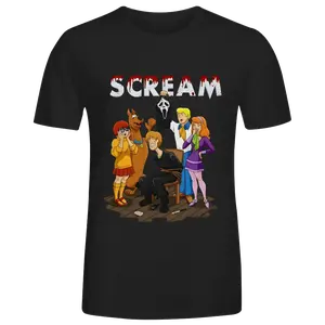 Scream Ghostface Scooby Doo Horror Cartoon Crossover Spooky Funny Halloween Casual Men Unisex Black Short Sleeve T-Shirt good graphic tees
