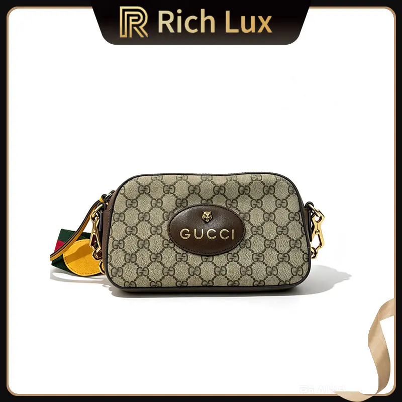 Pre-owned GUCCI Ophidia Tiger Head Camera Bag GG Supreme Crossbody Bag