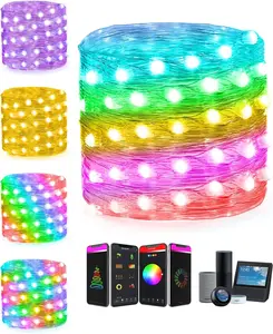 33Ft Smart WiFi Fairy Lights, Dynamic Twinkle Lights for Christmas Tree App Control, 44 Modes, RGB Color Changing Christmas Lights Music Sync for Bedroom Room Party Xmas Indoor Outdoor Decorations