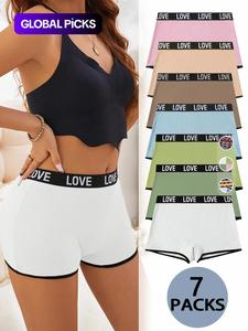 【plus size】 letter tape contrast binding boyshorts, casual comfy breathable knicker for daily wear, women's underwear for all seasons, panties for women, women underwear pack, underwear for women, womenswear, lingerie, soft breathable knicker