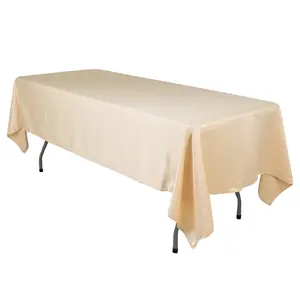 Lamour Satin 60"x102" Rectangle Tablecloth Beige - Durable & Silky Soft Feel Table Cover