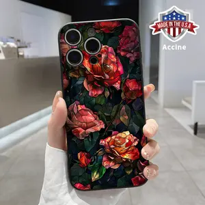 Phone Case for iPhone 16 15 14 Pro Max 13 12 11 XR XS Plus E Enchanting Rose Composition Pattern Full Body Protection Ultra Slim Bumper Cover Gift