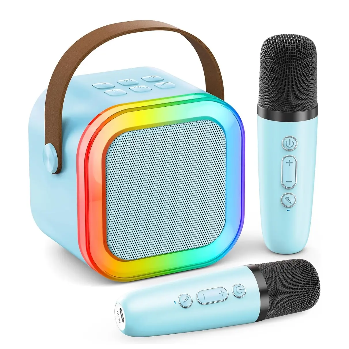Mini Karaoke Machine for Kids Adults: Portable Bluetooth Speaker with 2 Wireless Microphone for Home Party - Singing Karaoke Toy Gift for Girls Boys Ages 4-12+ Years Old Birthday Gift & Gifts Boyfriend & Funny Gift & Tween Gifts(Blue) summerwins