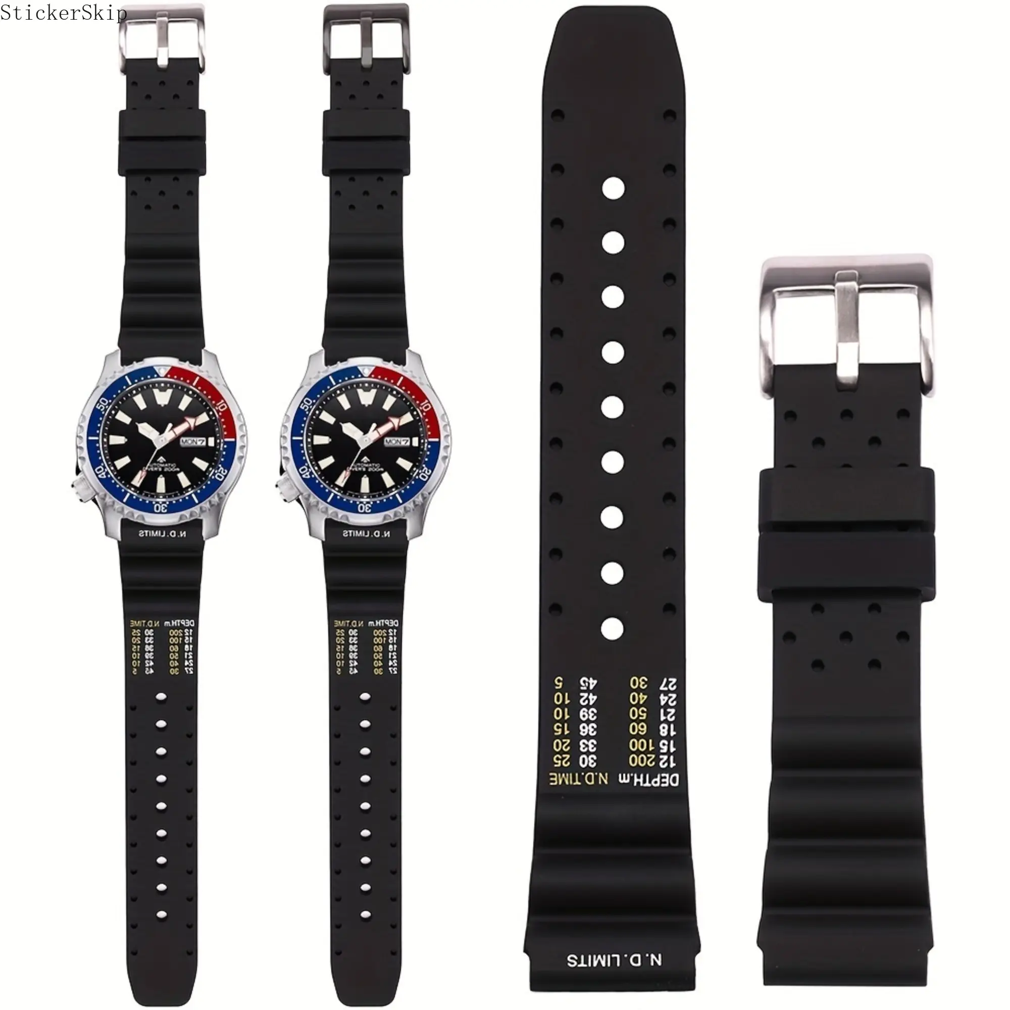 2026 New 20/22/24mm Sports Diver Silicone Watch Strap, Soft Waterproof Replacement Band for Men Women Solar Diving Steel Bezel Watches, Durable Flexible Wristband for Outdoor Sports and Daily Casual Wear