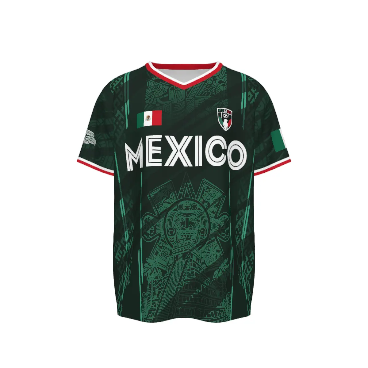2026 Mexico Soccer Jersey,  Chich&eacute;n Itz&aacute; Pyramid Graphic Retro Soccer Jersey, All over Print, Casual Style for All Seasons, Classic Throwback Jersey Sportswear Top,summerwins