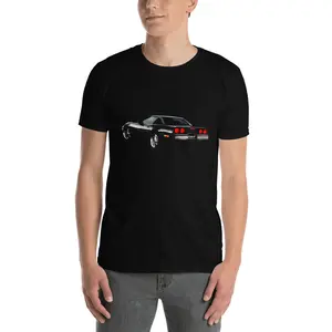 Black C4 Corvette Tail Lights Short-Sleeve Unisex T-Shirt for Men - Soft Cotton Fitted Summer Top with Crew Neck and Sport Grey Design