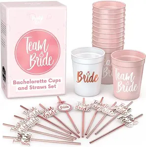 Bachelorette Cups Bride Straw Set - Bachelorette Straws with Bride Cup & Bridesmaid Cups Gifts - Bride Straws for Bachelorette Party Decorations, Bachelorette Party Favors | Bachelorette Party Straws