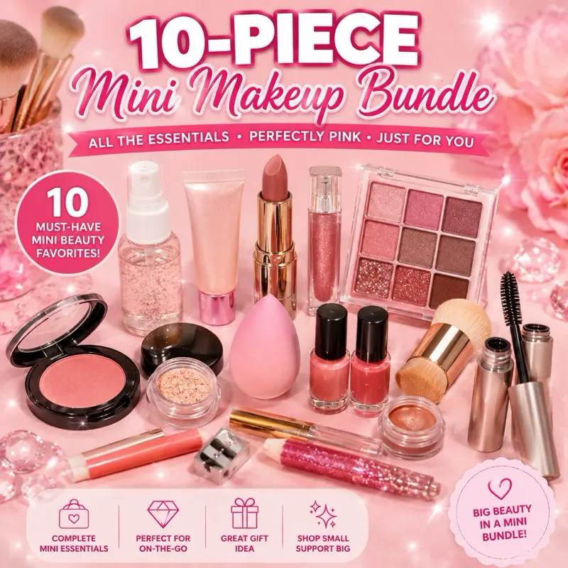 10-Piece Mini Makeup Bundle Beauty Blush Mascara Eyeshadow Cosmetic