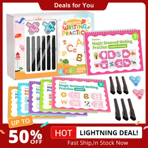 【Deals For You Days】TIMETOME Spanish Reusable Grooved Handwriting Workbook for Kids, Learning Materials, 6 Books–Early Elementary, Covers Math, Words, Drawing –Gift for Children Preschool Alphabet Tool Classroom Supplies，summer learning workbook