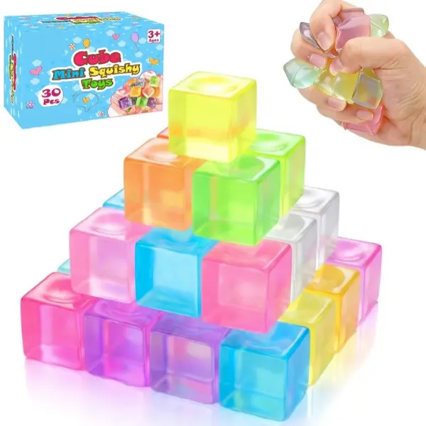 30 Pack Mini Cube Squishy Fidget Toys for Kids and Adults