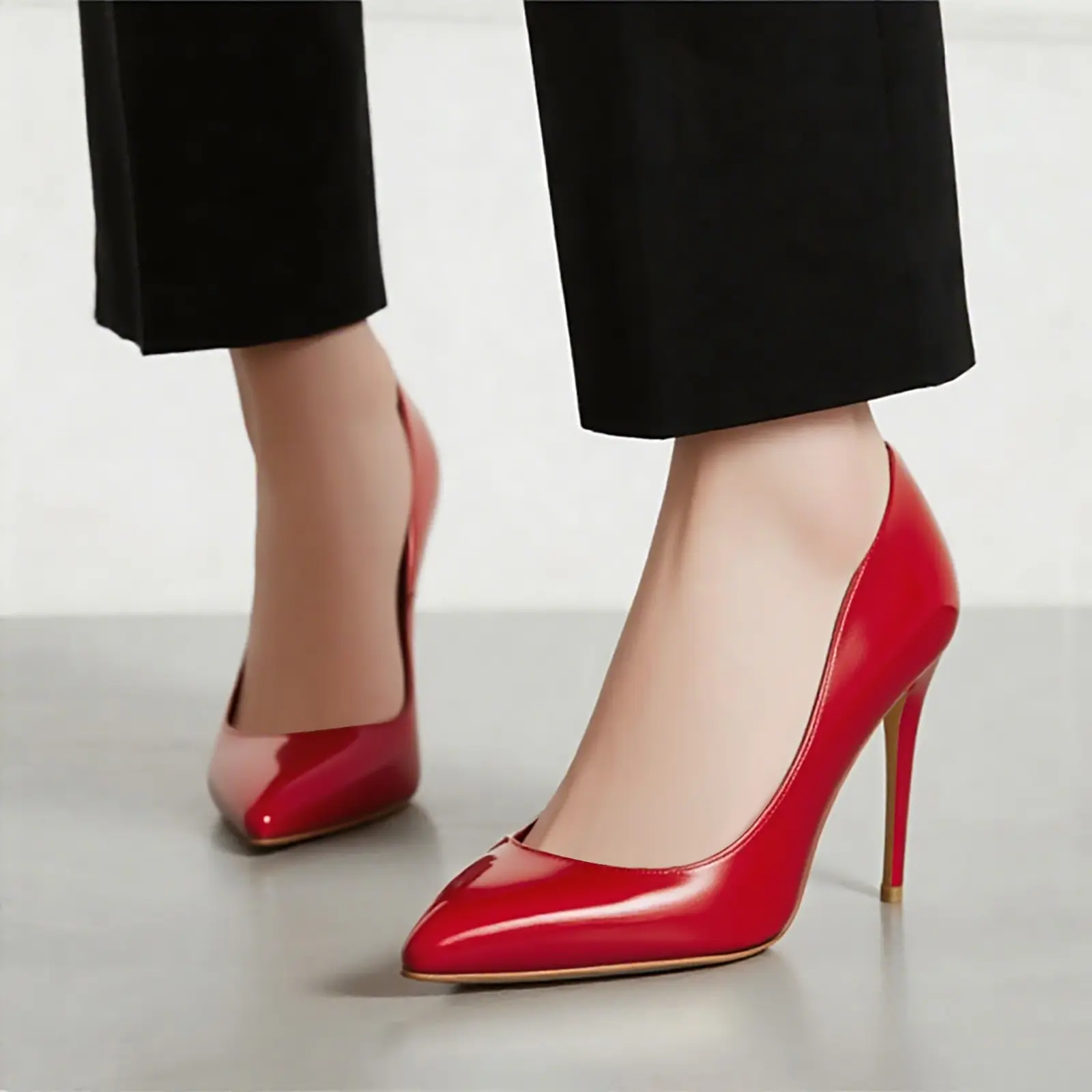 Women's Classy Pointed Toe Pumps, Stylish 4-Inch Stiletto High Heels for Office & Wedding, Elegant Slip-On Footwear with Non-Slip Rubber Sole, Fashion, Heeled, Pu Leather, All Seasons, Shoe, Synthetic, Flexible, Pointed Toe Polish