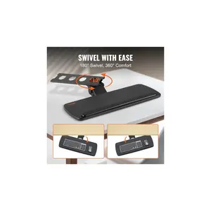 VEVOR Keyboard Tray under Desk Adjustable Height, Height and Angle Adjustable under Desk Keyboard Tray Slide out, Large 25x9.8 inch Keyboard Holder under Desk for Typing in Home, Office Work