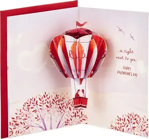 Valentines Day Pop Up Card for Significant Other Hot Air Balloon Valentine with Romantic Message and Vibrant Design