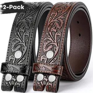 2-pack genuine leather Western belt strap for men & women-2-pack, no buckle