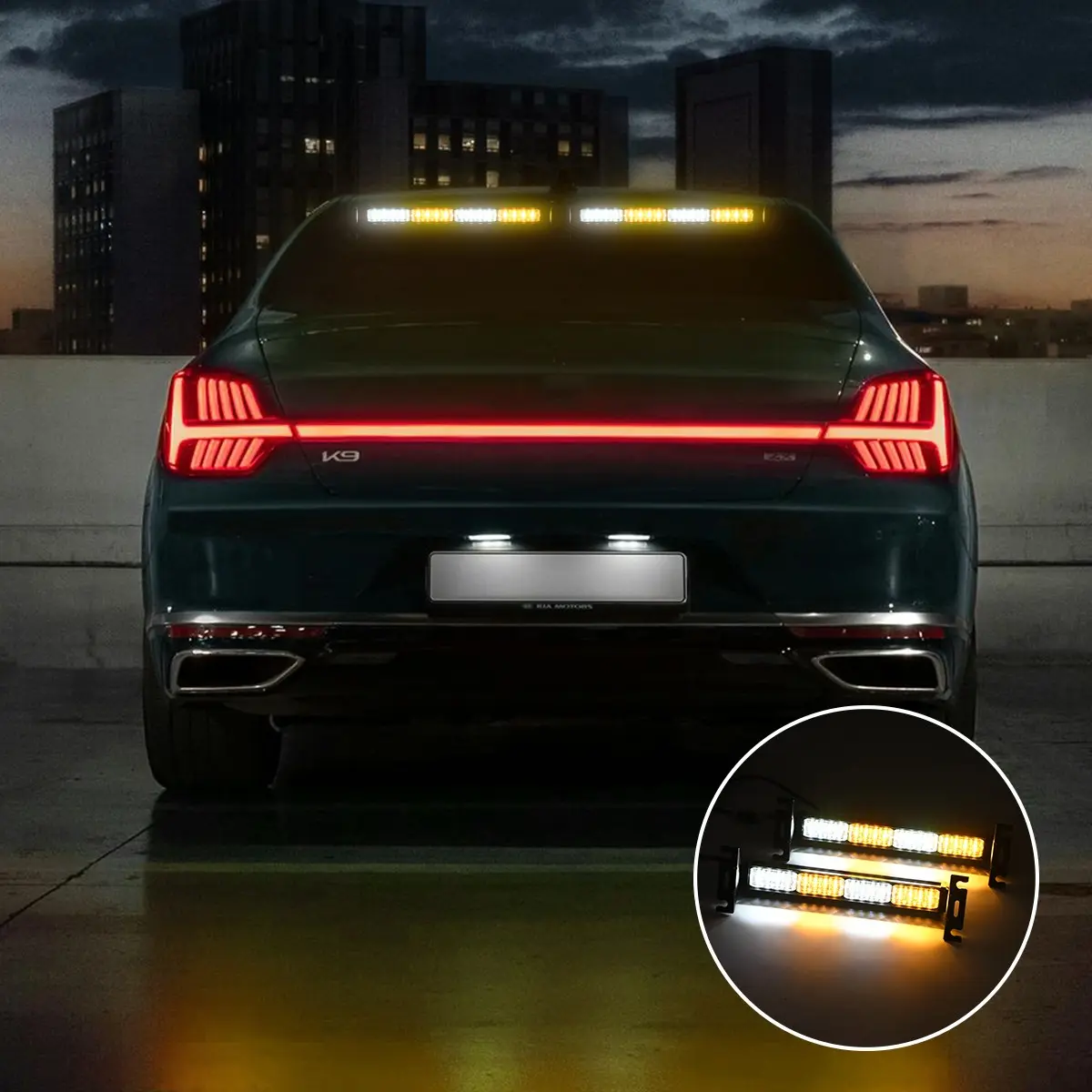 FCCEMC 12V 24V Emergency LED Car Strobe Warning Light 2 In 1 Police Spotlight Work Light for Trailer Car Truck Atv Driving Fog Light