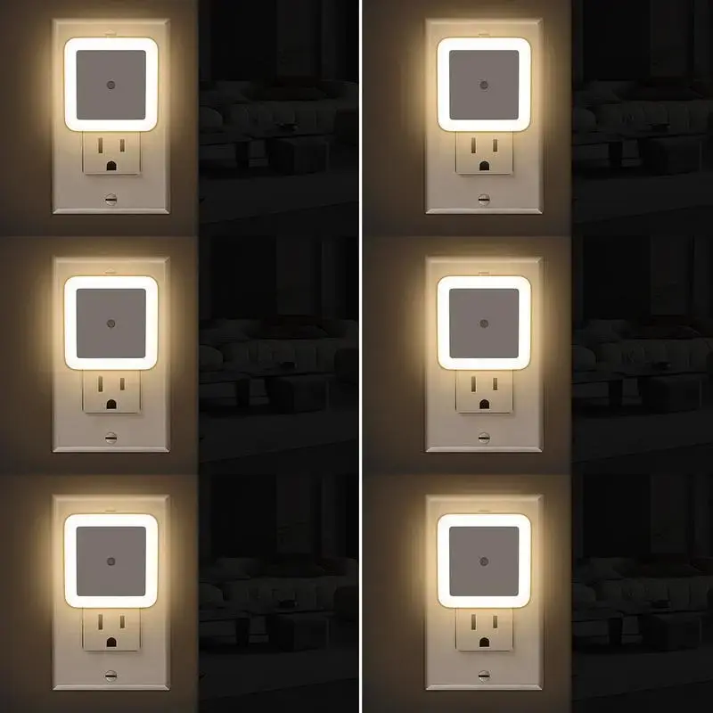 Plug in Night Light 6 Pack, Dusk to Dawn LED Nightlights with Light Sensor, Warm White Automatic Night Lamp for Bedroom, Bathroom, Hallway, Kitchen, Home Lighting