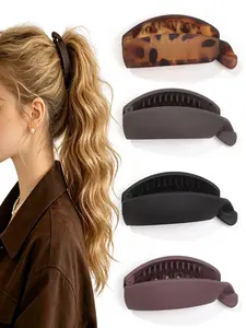 3 Pcs Women's Matte Banana Clips, Large Non-Slip Ponytail Holders, Neutral Tortoiseshell Hair Clips, Strong Grip, Suitable for Thick/thin Hair, Daily Use