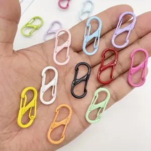 5pcs Multi-functional S-shaped Carabi hook, Color double head spring buckle diy accessory link buckle keychain double-purpose zinc alloy figure-8 buckle, D-shaped keychain hook for backpacks, DIY handicrafts and jewelry making