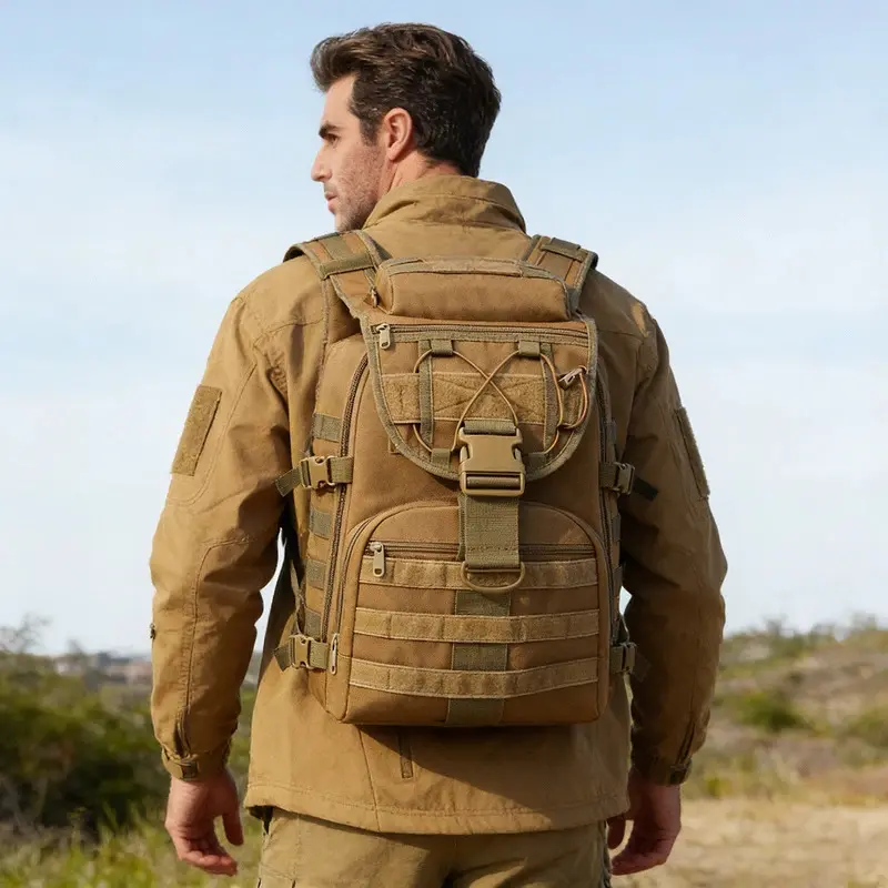 Male 35L Tactical Camouflage Backpack - High-Capacity Multifunctional Zip Bag for Outdoor Camping, Hiking, Outdoors Activities