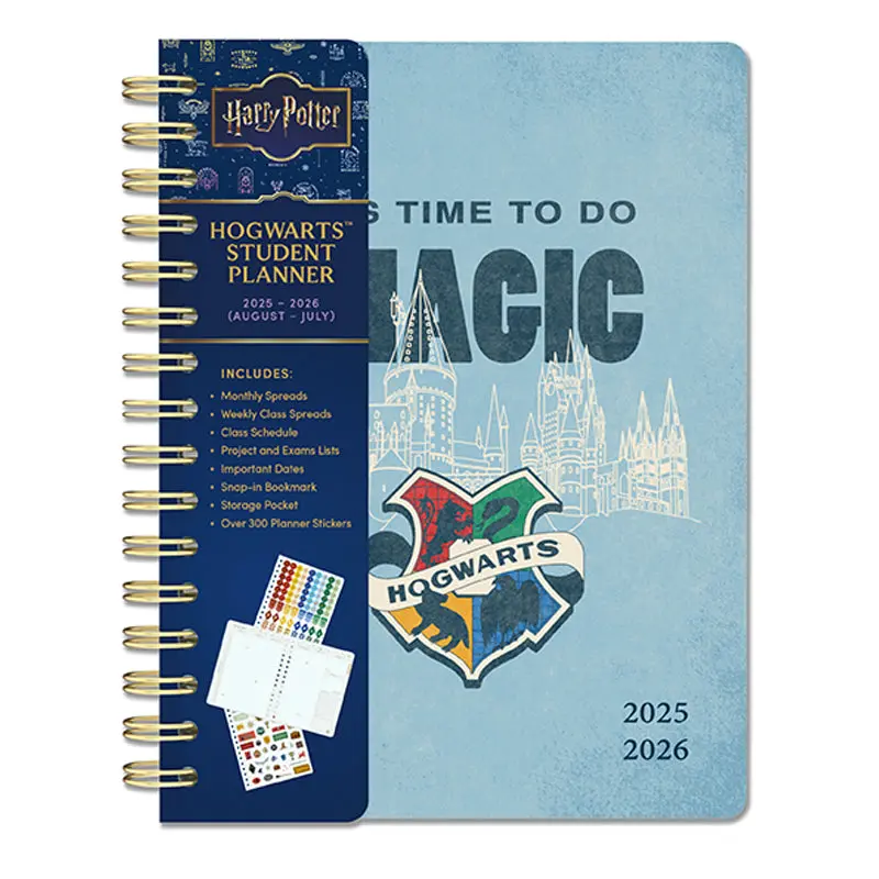 2025-2026 Harry Potter Hogwarts Student Weekly Planner - Office Stationery with Detachable Bookmark, Wipe-Clean Cover, Paper Pages, Month-At-A-Glance & Week-To-Week Pages