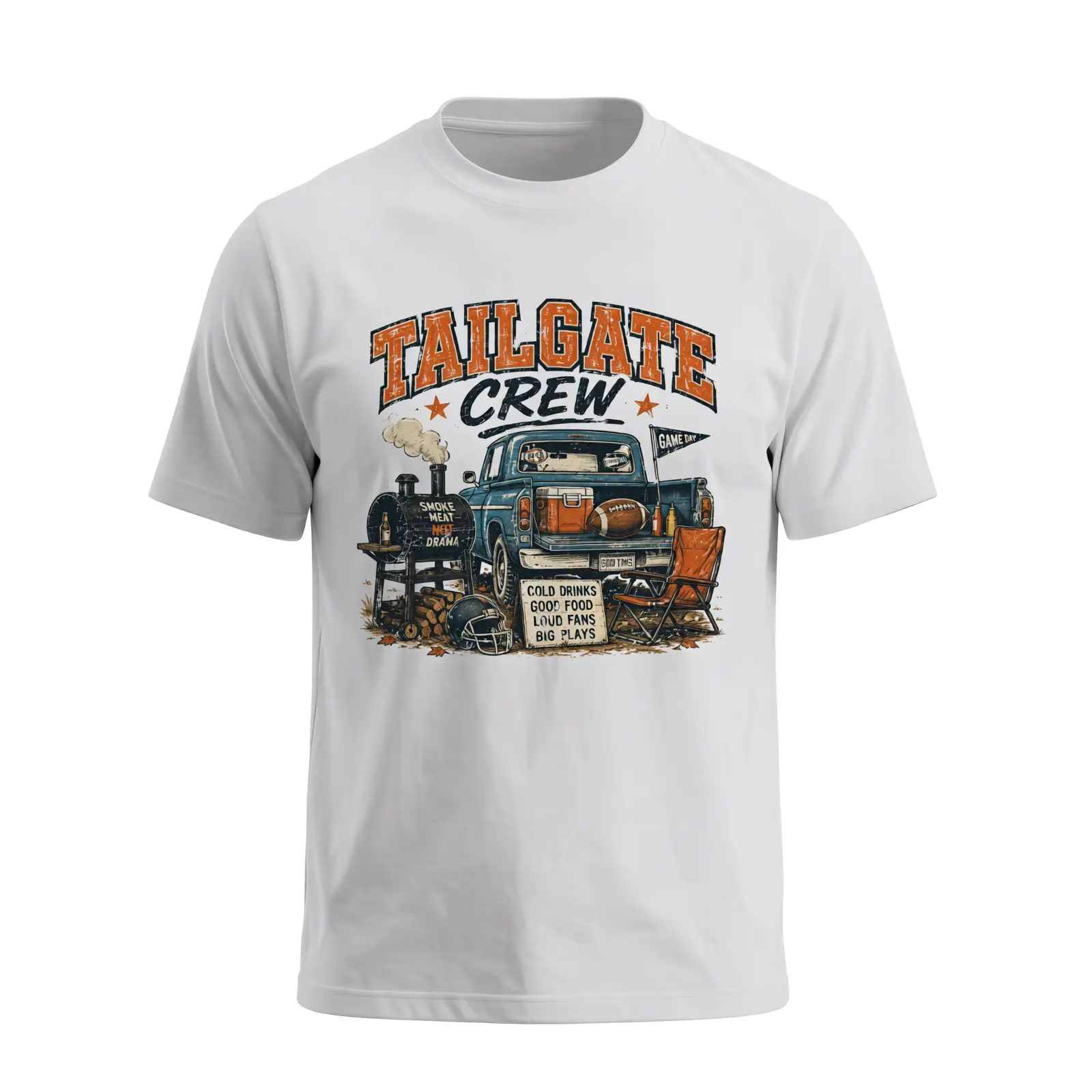 Men's Vintage Short-Sleeve Casual Football Tailgate Tee, Menswear Tops & Clothes for Game Day BBQ Parties, Shortsleeve