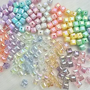 58 pieces of square acrylic colored beads in mixed colors, suitable for DIY jewelry making, bracelets, necklaces, phone chains, key chains and handmade accessories such as bead pens.