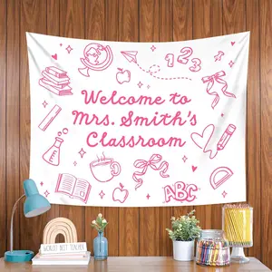 Personalized Teacher Classroom Tapestry, Teachers Name Classroom Banner, Groovy Classroom Decor, Gift for Teacher, Back to School Tapestry