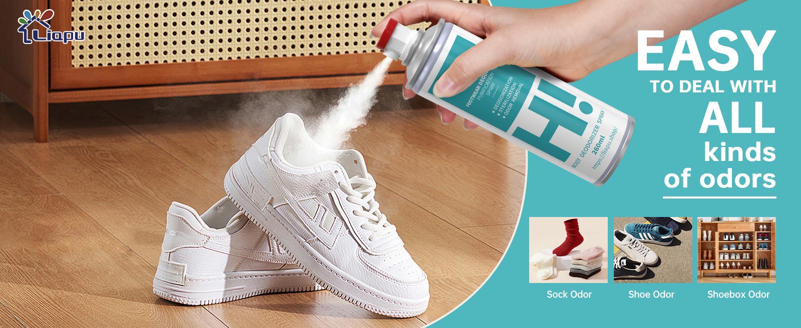LIAPU Footwear Deodorizer Spray 260ml – Odor Removal, Antibacterial Shoe Spray, Deodorizer for Boots, Sneakers, Sports Shoes & Daily Footwear Deodorising Spray