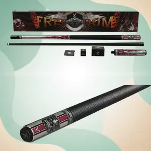 EVO Freedom Maxbing Edition Pool Cue – Crimson Flame with Black Leather Wrap, Carbon Fiber 29" Shaft, 12.5 mm TIME Tip, 19–19.5 oz – Complete Player Kit with 6" Extension, Glove & Chalk